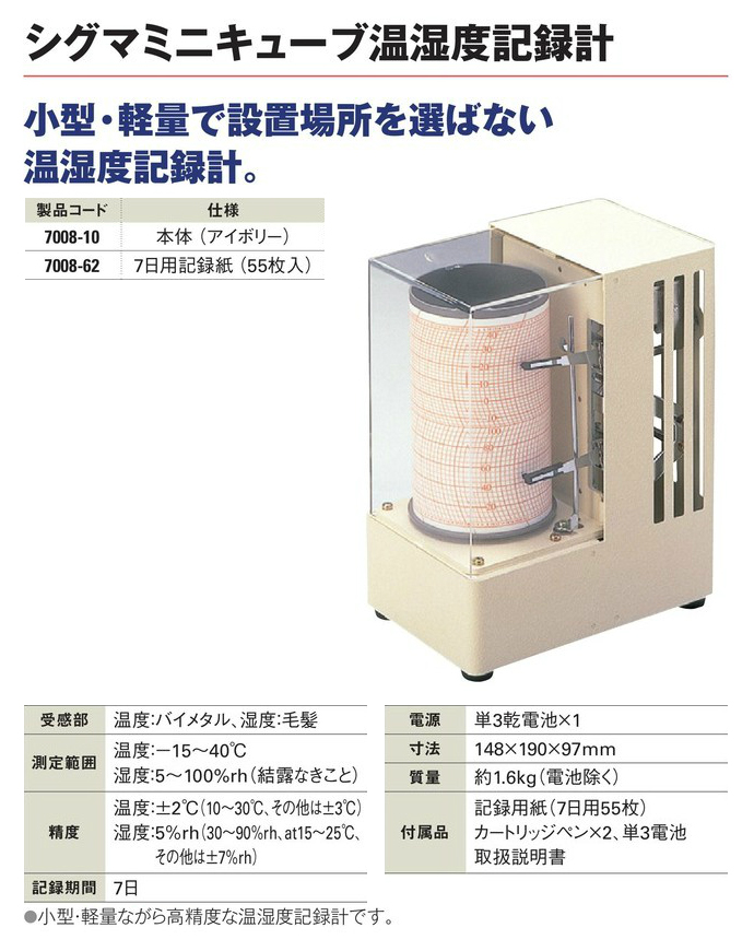 驚きの安さ リコメン堂佐藤 シグマ2型温湿度記録計 7210-00 計測機器 温度計 湿度計